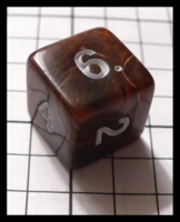 Dice : Dice - 6D - Brown Swirl with White Numerals - FA collection buy Dec 2010